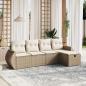 Preview: ARDEBO.de - 5-tlg. Garten-Sofagarnitur mit Kissen Beige Poly Rattan