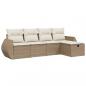 Preview: 5-tlg. Garten-Sofagarnitur mit Kissen Beige Poly Rattan