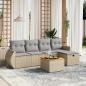 Preview: ARDEBO.de - 6-tlg. Garten-Sofagarnitur mit Kissen Beige Poly Rattan