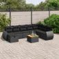 Preview: ARDEBO.de - 9-tlg. Garten-Sofagarnitur mit Kissen Schwarz Poly Rattan