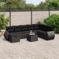 Preview: ARDEBO.de - 9-tlg. Garten-Sofagarnitur mit Kissen Schwarz Poly Rattan