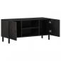 Preview: ARDEBO.de - TV-Schrank Schwarz 105x33x46 cm Massivholz Mango