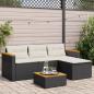 Preview: 3-tlg. Garten-Sofagarnitur mit Kissen Schwarz Poly Rattan