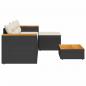 Preview: 3-tlg. Garten-Sofagarnitur mit Kissen Schwarz Poly Rattan