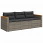 Preview: Gartensofa mit Kissen 3-Sitzer Grau Poly Rattan