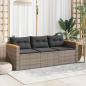 Preview: Gartensofa mit Kissen 3-Sitzer Grau Poly Rattan