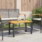 Preview: Gartentisch Schwarz 70x38x42 cm Poly Rattan Akazienholz