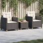 Preview: ARDEBO.de - 3-tlg. Bistro-Set mit Kissen Schwarz Poly Rattan Akazienholz