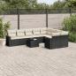 Preview: ARDEBO.de - 10-tlg. Garten-Sofagarnitur mit Kissen Schwarz Poly Rattan