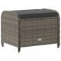 Preview: Gartenhocker mit Kissen Grau 58x46x46 cm Poly Rattan