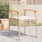 Preview: ARDEBO.de - Gartenstühle mit Kissen 4 Stk. Beige Poly Rattan Akazienholz