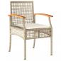 Preview: Gartenstühle mit Kissen 4 Stk. Beige Poly Rattan Akazienholz