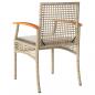 Preview: Gartenstühle mit Kissen 4 Stk. Beige Poly Rattan Akazienholz