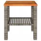 Preview: Gartentisch Grau 40x40x42 cm Poly Rattan Akazienholz