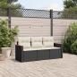 Preview: ARDEBO.de - 3-tlg. Garten-Sofagarnitur mit Kissen Schwarz Poly Rattan