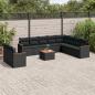 Preview: ARDEBO.de - 11-tlg. Garten-Sofagarnitur mit Kissen Schwarz Poly Rattan