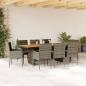 Preview: ARDEBO.de - 9-tlg. Garten-Essgruppe mit Kissen Grau Poly Rattan