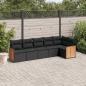 Preview: ARDEBO.de - 6-tlg. Garten-Sofagarnitur mit Kissen Schwarz Poly Rattan