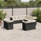 Preview: ARDEBO.de - 11-tlg. Garten-Sofagarnitur mit Kissen Schwarz Poly Rattan