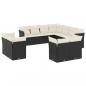 Preview: 11-tlg. Garten-Sofagarnitur mit Kissen Schwarz Poly Rattan