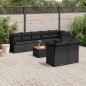 Preview: ARDEBO.de - 9-tlg. Garten-Sofagarnitur mit Kissen Schwarz Poly Rattan