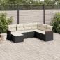 Preview: ARDEBO.de - 7-tlg. Garten-Sofagarnitur mit Kissen Schwarz Poly Rattan