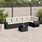 Preview: ARDEBO.de - 7-tlg. Garten-Sofagarnitur mit Kissen Schwarz Poly Rattan