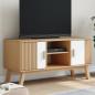 Preview: ARDEBO.de - TV-Schrank OLDEN Weiß und Braun 114x43x57 cm Massivholz Kiefer