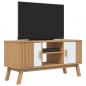 Preview: TV-Schrank OLDEN Weiß und Braun 114x43x57 cm Massivholz Kiefer