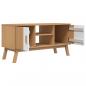 Preview: TV-Schrank OLDEN Weiß und Braun 114x43x57 cm Massivholz Kiefer