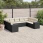 Preview: ARDEBO.de - 9-tlg. Garten-Sofagarnitur mit Kissen Schwarz Poly Rattan