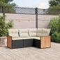 Preview: ARDEBO.de - 4-tlg. Garten-Sofagarnitur mit Kissen Schwarz Poly Rattan