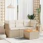 Preview: ARDEBO.de - 4-tlg. Garten-Sofagarnitur mit Kissen Beige Poly Rattan