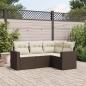 Preview: ARDEBO.de - 4-tlg. Garten-Sofagarnitur mit Kissen Braun Poly Rattan