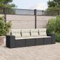 Preview: ARDEBO.de - 4-tlg. Garten-Sofagarnitur mit Kissen Schwarz Poly Rattan