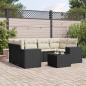 Preview: ARDEBO.de - 7-tlg. Garten-Sofagarnitur mit Kissen Schwarz Poly Rattan