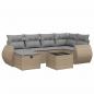 Preview: 7-tlg. Garten-Sofagarnitur mit Kissen Beige Poly Rattan