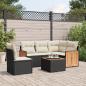 Preview: ARDEBO.de - 6-tlg. Garten-Sofagarnitur mit Kissen Schwarz Poly Rattan