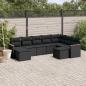 Preview: ARDEBO.de - 9-tlg. Garten-Sofagarnitur mit Kissen Schwarz Poly Rattan