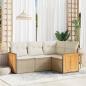 Preview: ARDEBO.de - 4-tlg. Garten-Sofagarnitur mit Kissen Beige Poly Rattan