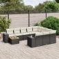 Preview: ARDEBO.de - 11-tlg. Garten-Sofagarnitur mit Kissen Schwarz Poly Rattan