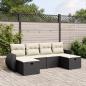 Preview: ARDEBO.de - 6-tlg. Garten-Sofagarnitur mit Kissen Schwarz Poly Rattan