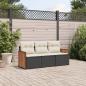 Preview: ARDEBO.de - 3-tlg. Garten-Sofagarnitur mit Kissen Schwarz Poly Rattan