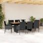 Preview: ARDEBO.de - 9-tlg. Garten-Essgruppe mit Kissen Schwarz Poly Rattan