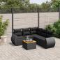 Preview: ARDEBO.de - 6-tlg. Garten-Sofagarnitur mit Kissen Schwarz Poly Rattan