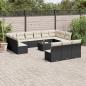 Preview: ARDEBO.de - 14-tlg. Garten-Sofagarnitur mit Kissen Schwarz Poly Rattan