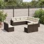 Preview: ARDEBO.de - 11-tlg. Garten-Sofagarnitur mit Kissen Braun Poly Rattan