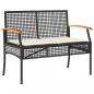 Preview: 4-tlg. Garten-Lounge-Set mit Kissen Schwarz Poly Rattan