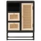 Preview: Sideboard Schwarz 55x30x76 cm Massivholz Mango und Eisen