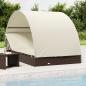 Preview: ARDEBO.de - 2-Personen-Sonnenliege mit Dach Braun 211x112x140 Poly Rattan